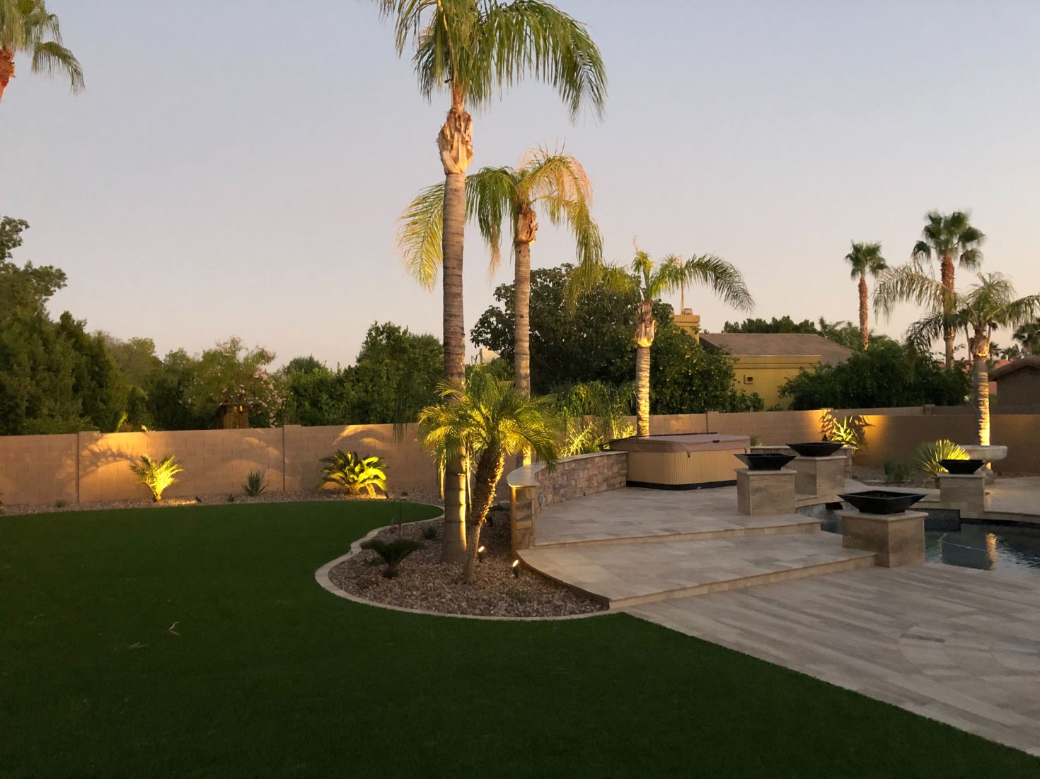 pavers landscaping artificial turf backyard paradise arizona