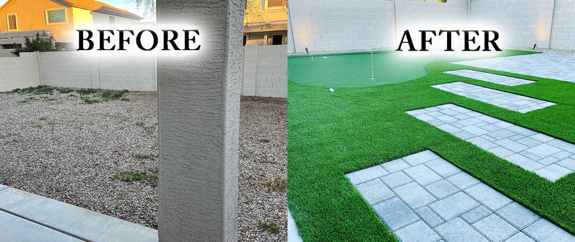 before and after artificial turf photos