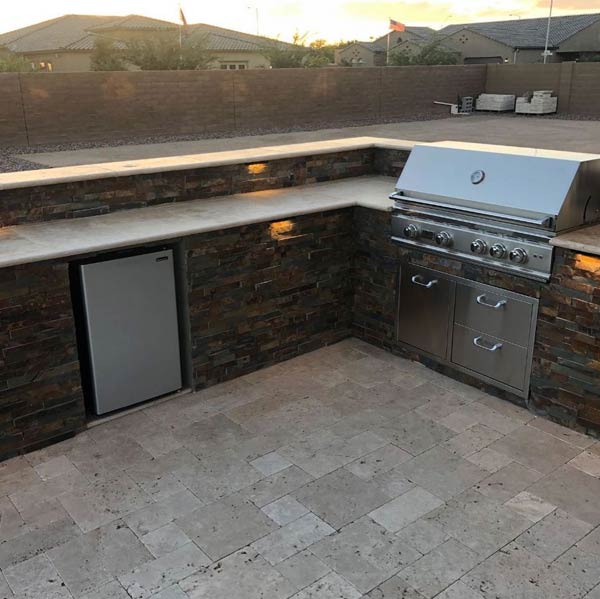Phoenix Yard New Outdoor Kitchen with Chrome Grill