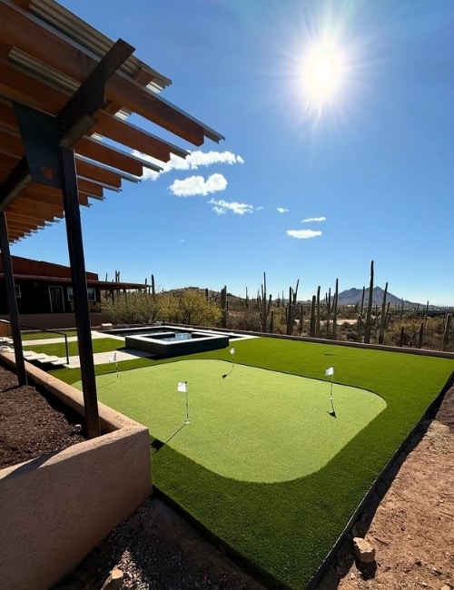 Queen Creek Backyard Putting Green Small, custom backyard putting green in Peoria Arizona