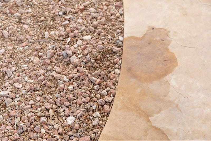 travertine and pebbles