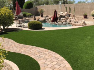 Pavers and pool in Phoenix backyard