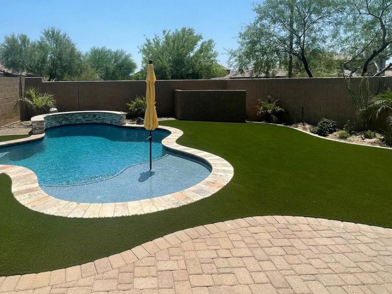 Wavy Faux Grass Installation Project Arizona