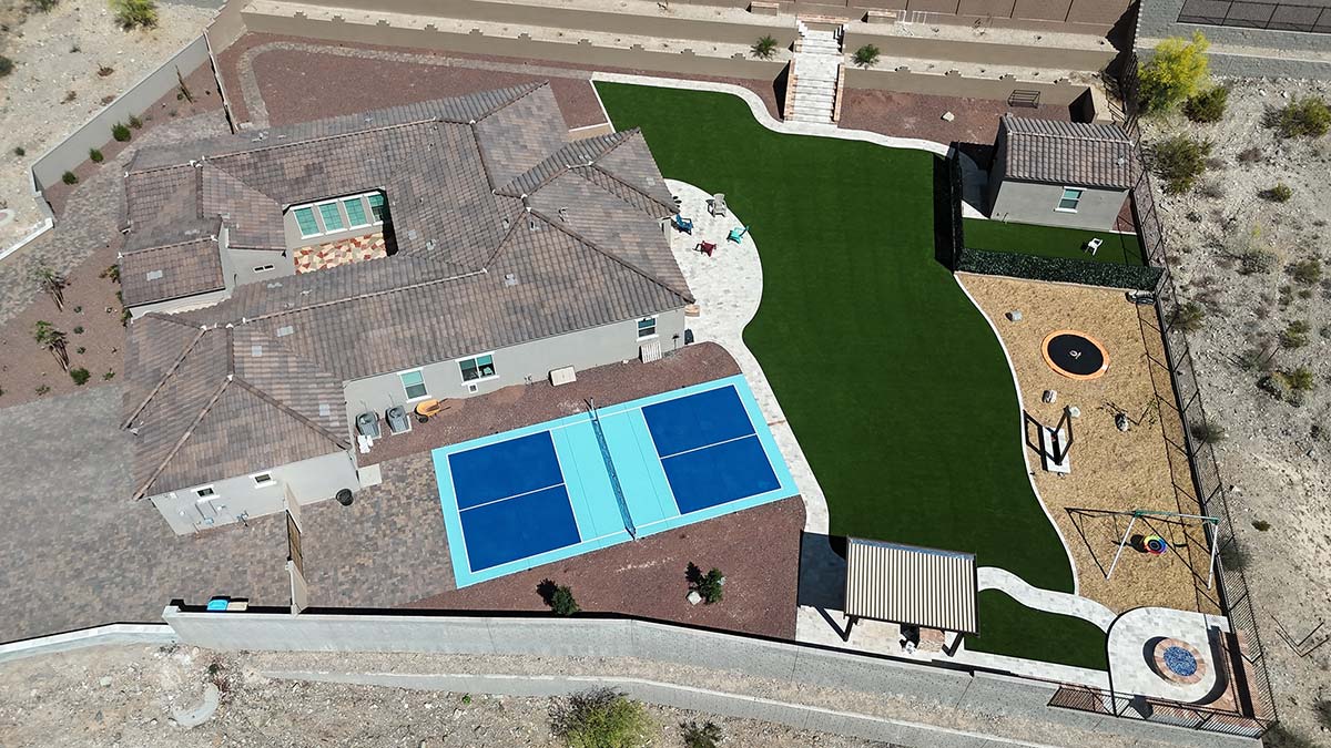 Overhead View of Pickleball Court in Backyard