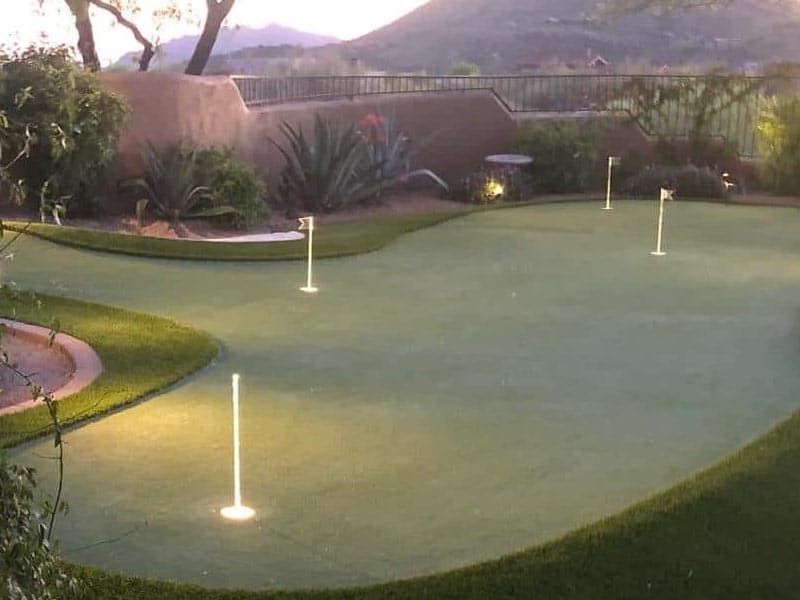 Backyard with luxurious putting green design