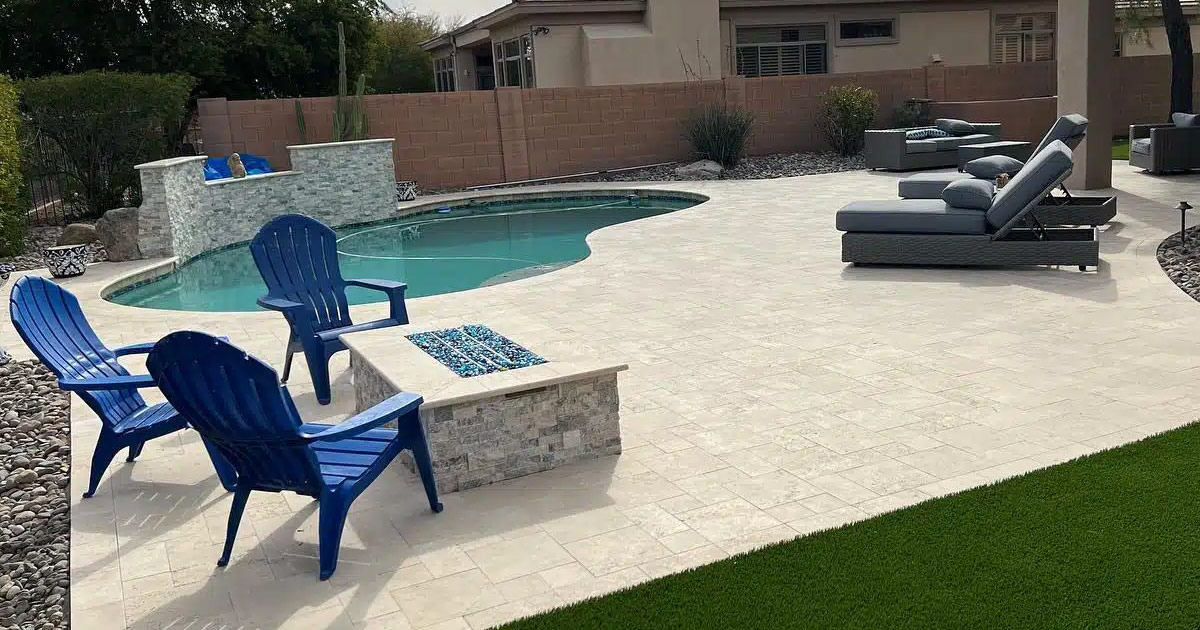 Yard in Arizona with New Patio, Faux Grass & Firepit